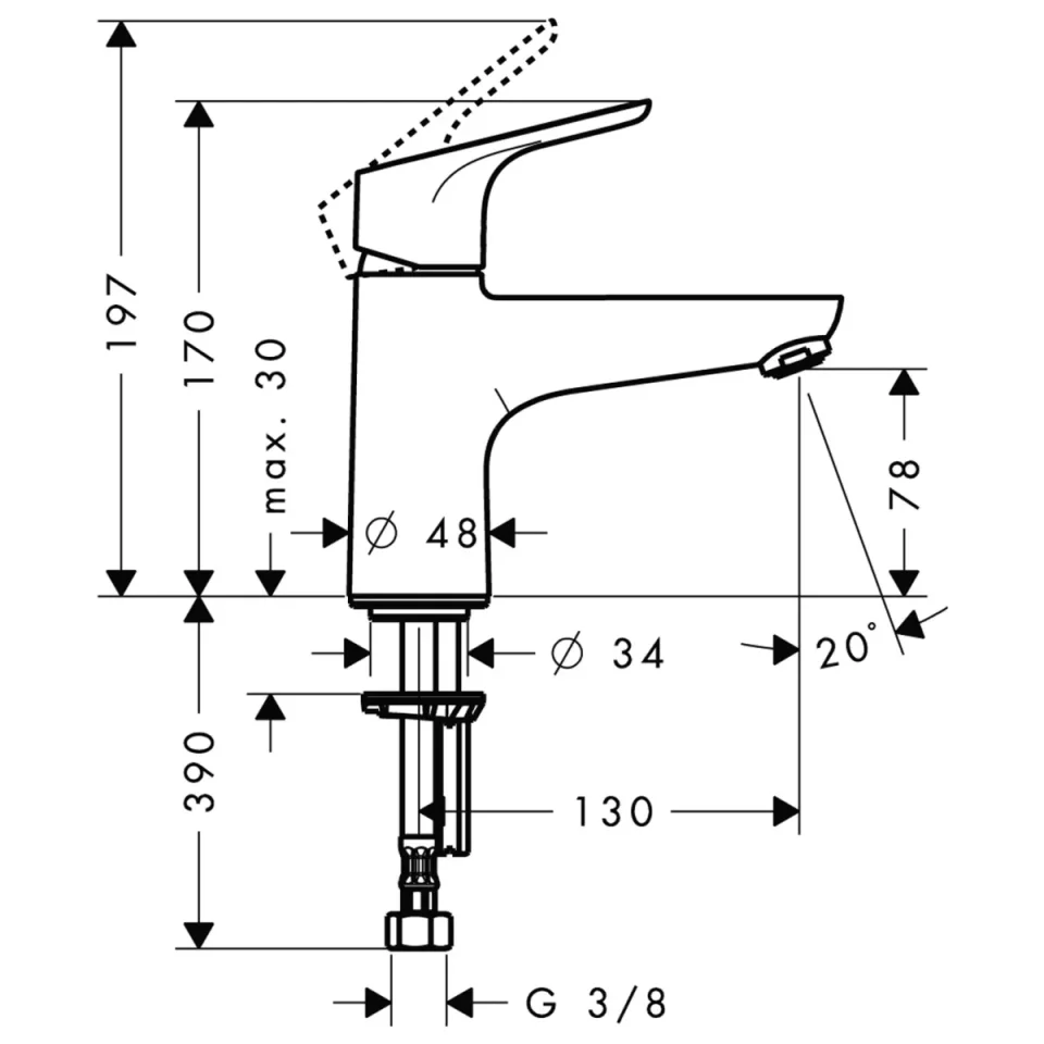 Hansgrohe Focus Monotrouw/o Diverter Chrome detail view - Image 3