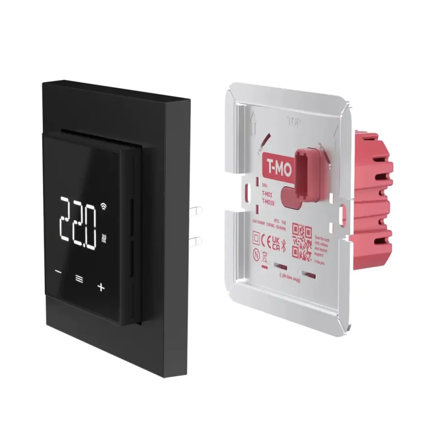 Thermosphere T-mo Electric Heating Thermostat 16a Black detail view - Image 4