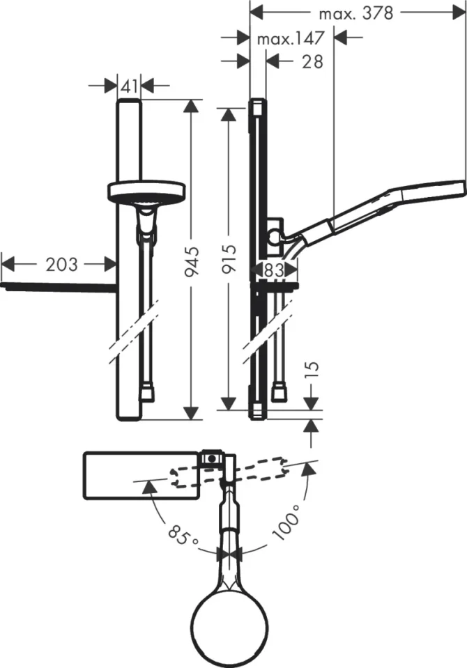 Hansgrohe Rainfinity 130 3j U'900 Casetta Chrome detail view - Image 2