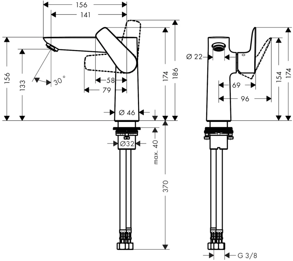 Hansgrohe Talis E 150 Basin Mixer W/o Waste Chrome detail view - Image 2