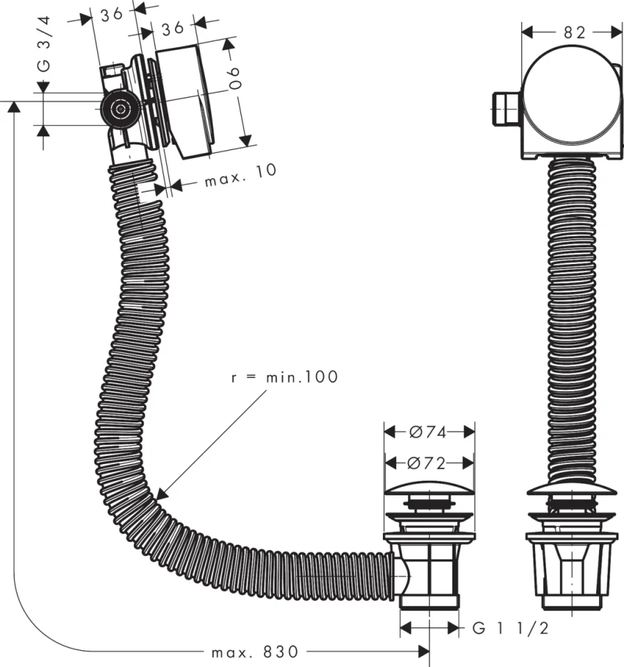 Hansgrohe Xx Exa-bathtub Filler Set Aus Chrome detail view - Image 2
