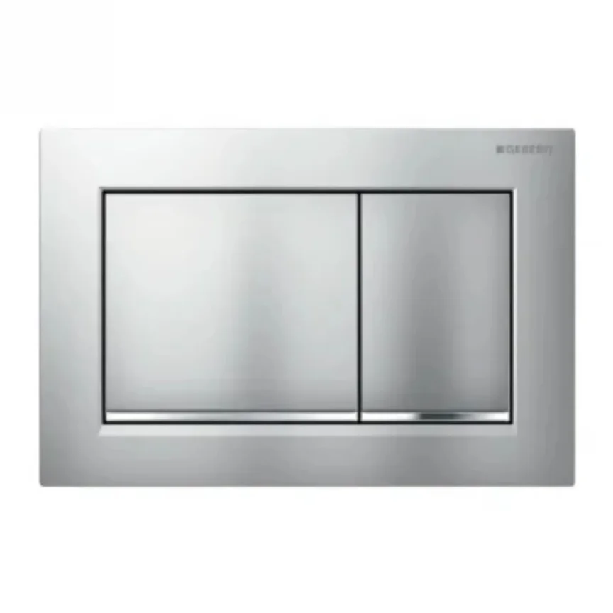 Geberit Omega30 Square Flush Plate For Dual Flush - Matt Chrome With Gloss Chrome Detail product image - Image 1