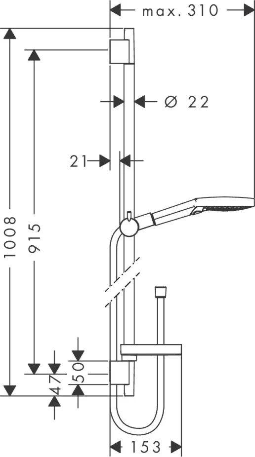 Hansgrohe Rd Sel.s120 3j Powderrain/u's Puro 90 Chrome detail view - Image 2