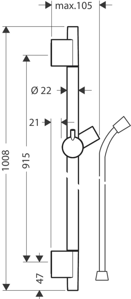 Hansgrohe Unica's Puro 900mm Bbc Brushed Black Chrome detail view - Image 3