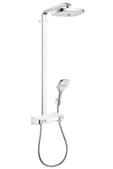Hansgrohe Xx Rd Select E 300 2jet Showerpipe White/chrome detail view - Image 2