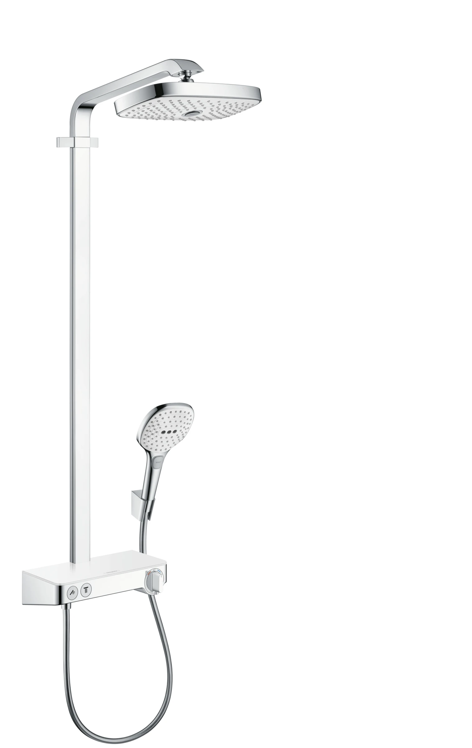 Hansgrohe Raindance Select E Showerpipes With Thermostatic Mixer 1060 X 400 X 125mm White/chrome