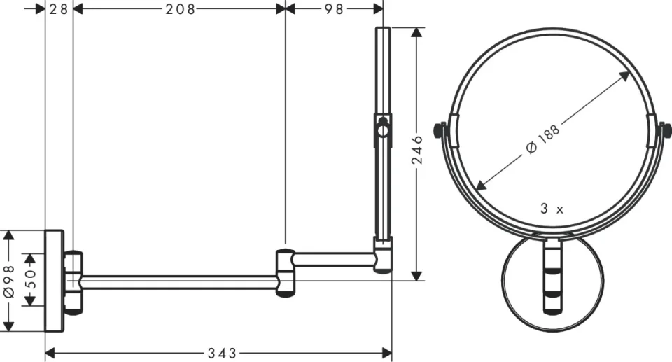 Hansgrohe Xx Logis Univ.shaving Mirror W/o Light Chrome detail view - Image 2