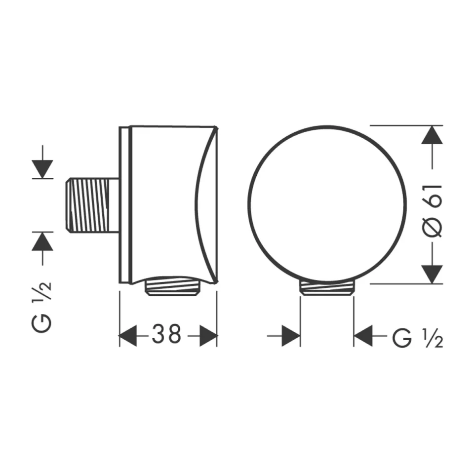 Hansgrohe Fixfit S Wall Outlet Dn15nrv Chrome detail view - Image 4