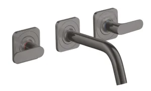 Axor Citterio M 3-hole Basin Mixer For Concealed Installation Wall-mounted With Spout 166 Mm, Lever Handles And Escutcheons Brushed Black Chrome