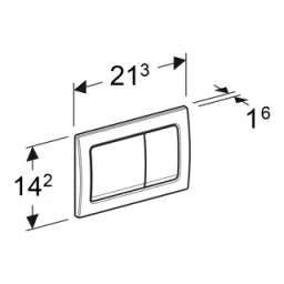 Geberit Alpha01 Square Dual Flush Plate Brass Coloured technical drawing - Image 2