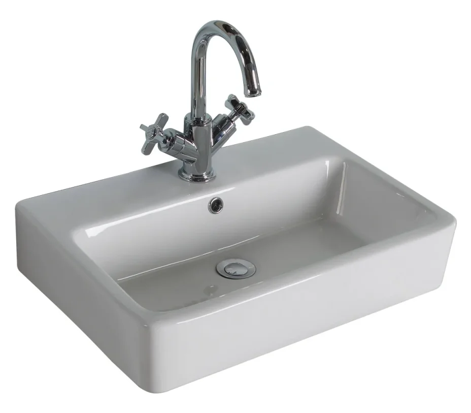 Roper Rhodes 565mm Square Basin Ceramic Basin 1 Tap Hole - White product image - Image 1