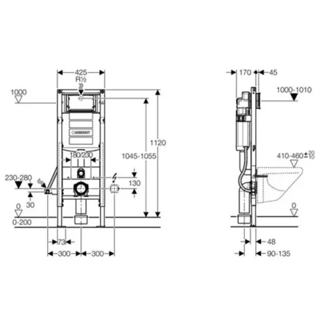 Geberit 111.352.00.5 Duofix Frame Up320 Disabled detail view - Image 3