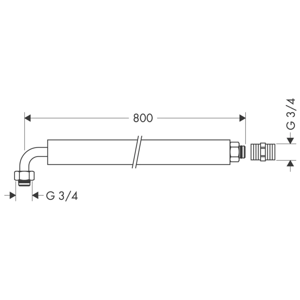 Hansgrohe Flexible Hose 800mm W.angle Section detail view - Image 2