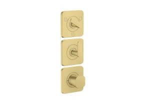 Axor Citterio C Thermostatic Module 380/120 For Concealed Installation With Escutcheons For 3 Outlets Brushed Brass