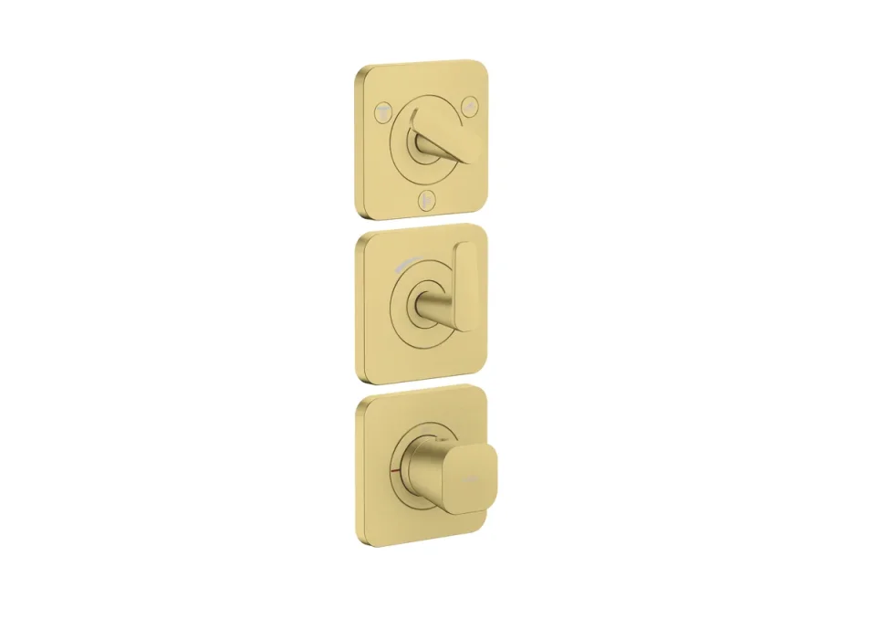 Axor Citterio C Thermostatic Module 380/120 For Concealed Installation With Escutcheons For 3 Outlets Brushed Brass product image - Image 1