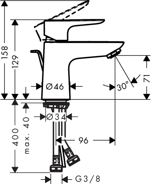 Hansgrohe Talis E 80 Basin Mixer Lowflow Chrome Chrome detail view - Image 2