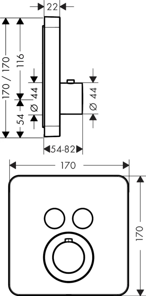 Axor Showersolutions Thermostatic Mixer Softsquare For Concealed Installation For 2 Outlets Stainless Steel Optic detail view - Image 2