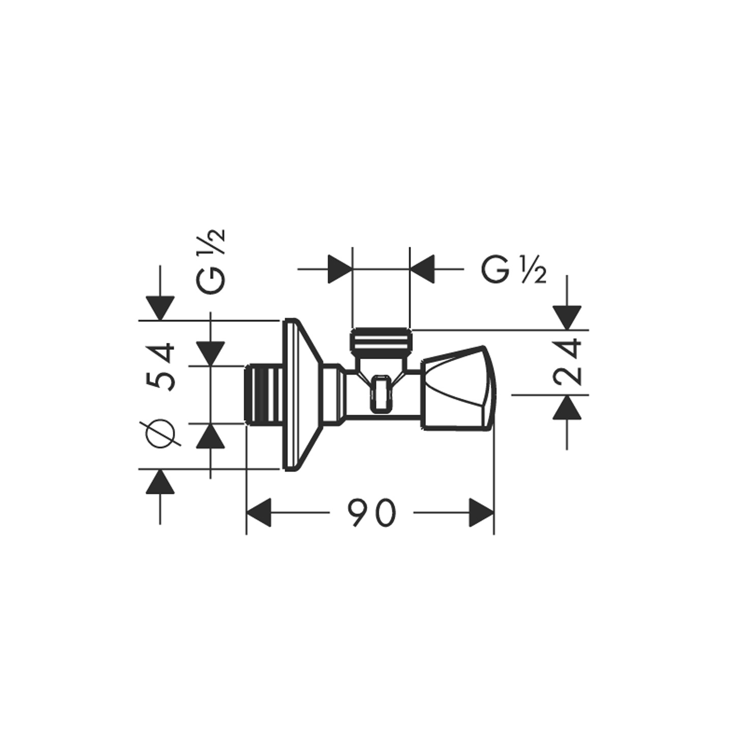 Hansgrohe Angle Valve E Dn15xdn15 Chrome detail view - Image 3