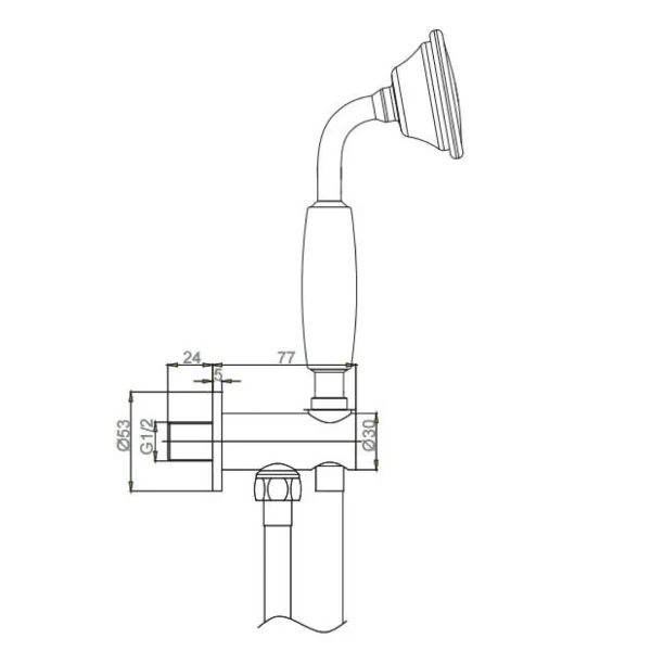 Crosswater Belgravia Handset, Wall Outlet & Hose Chrome