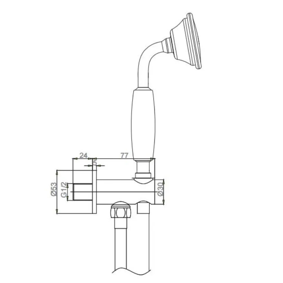 Crosswater Belgravia Handset, Wall Outlet & Hose Chrome detail view - Image 4