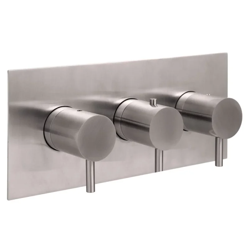 Just Taps Inox Thermostatic Concealed 2 Outlet Shower Valve Horizontal detail view - Image 2