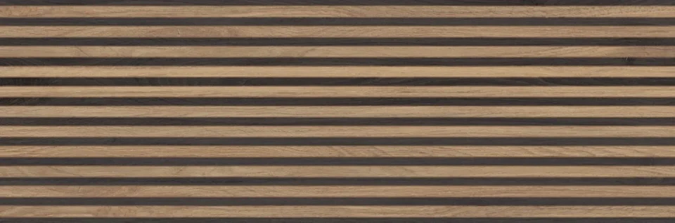 European Tiles Ottoman 1000 x 333 Fluted Wood Effect detail view - Image 3
