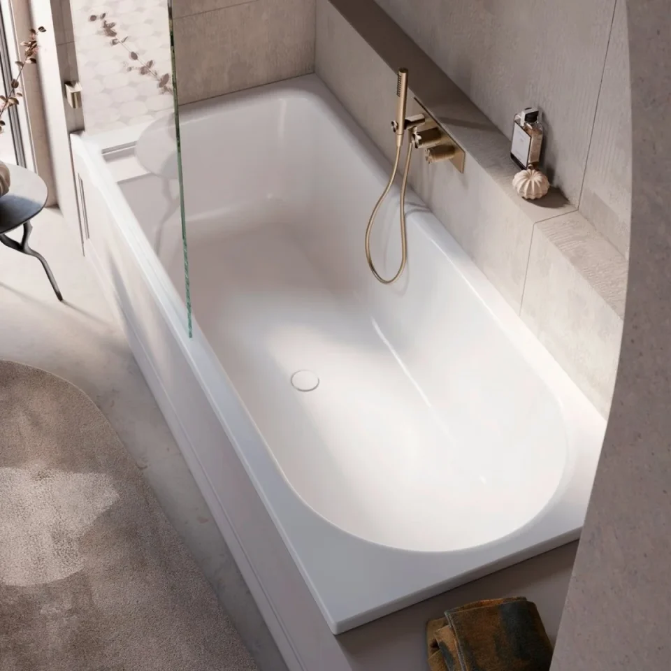 Bette Ocean 1700 700mm Foot End Rightoverflow Front White detail view - Image 6