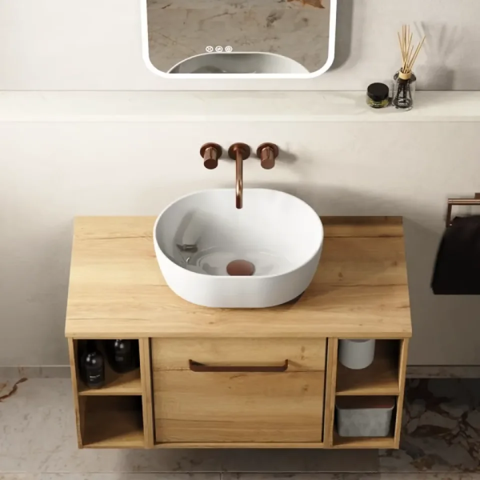 Crosswater Pearl Counter Basin 450 No Overflow White detail view - Image 3