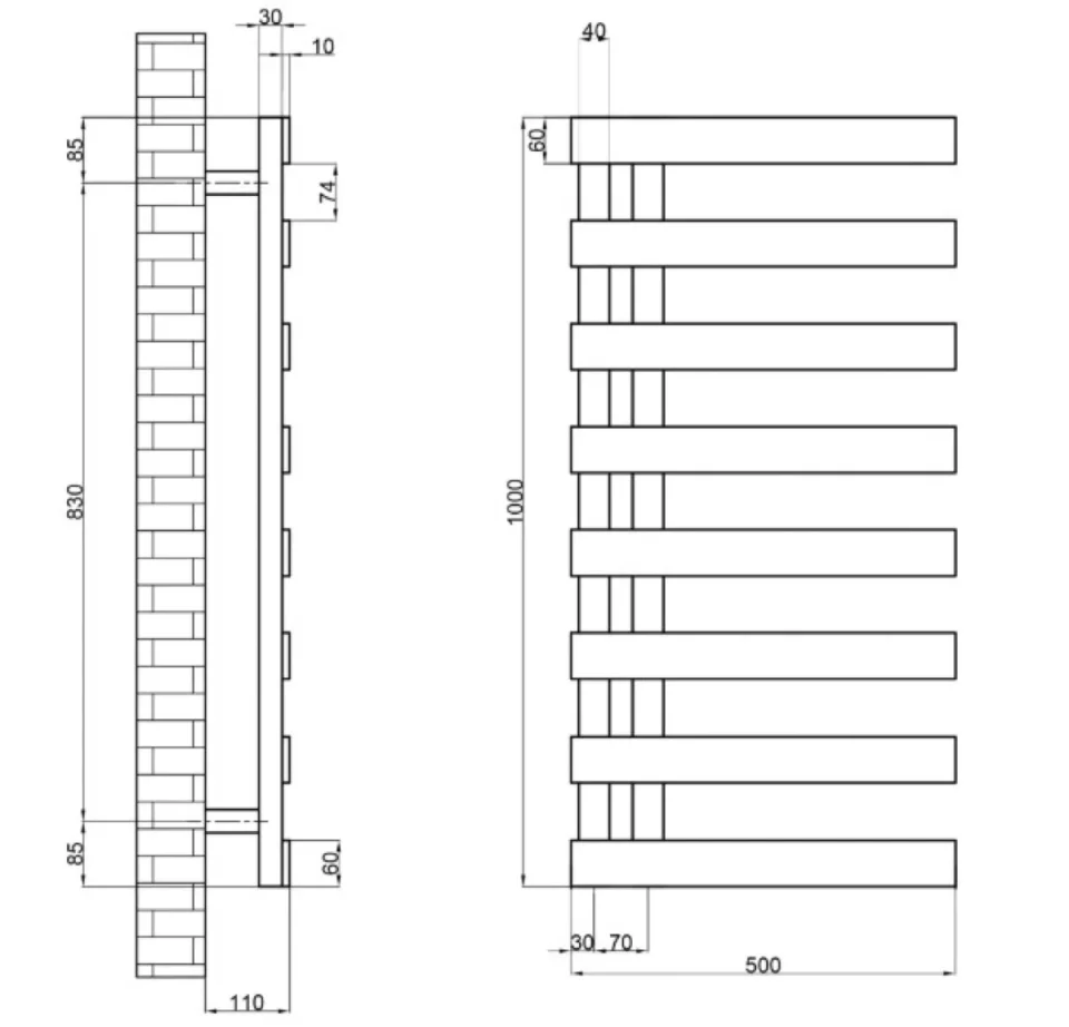 Ava X-el Polished Stainless Steel 1000x500mm Towel Rail detail view - Image 4