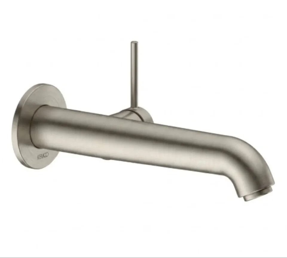 Keuco Ixmo Pure Wall Mounted 219mm Single Lever Basin Mixer Tap Brushed Nickel - Image 1