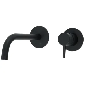 Vos Single Lever Wall Mounted Basin Mixer with Slim Spout Matt Black