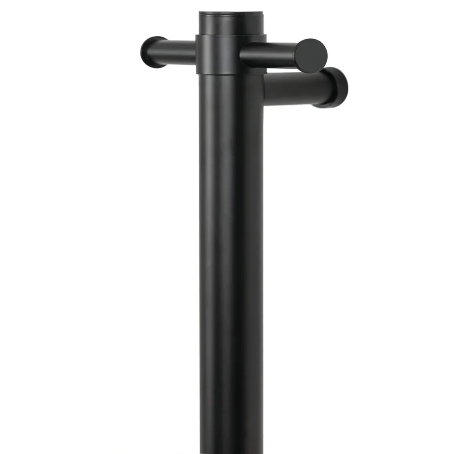 Thermosphere 12v Vertical Heated Towel Bar Round 900mm Matt Black detail view - Image 1