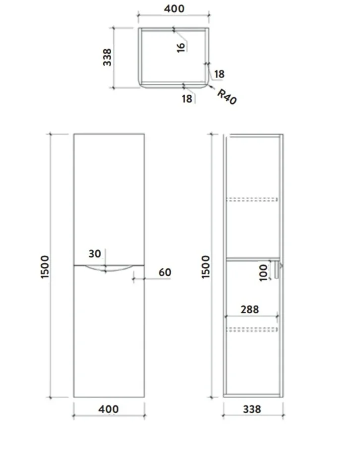 Scudo Bella Tall Cabinet Graphite Grey - Image 2