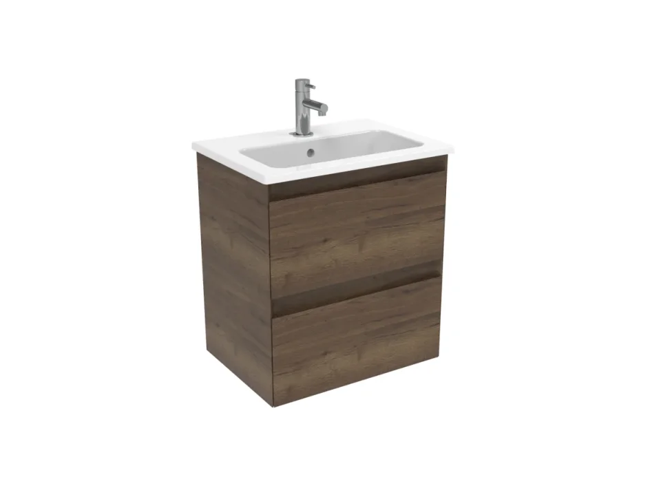 Saneux Uni 50cm 1 Drawer Wall Mounted Unit - English Oak detail view - Image 1