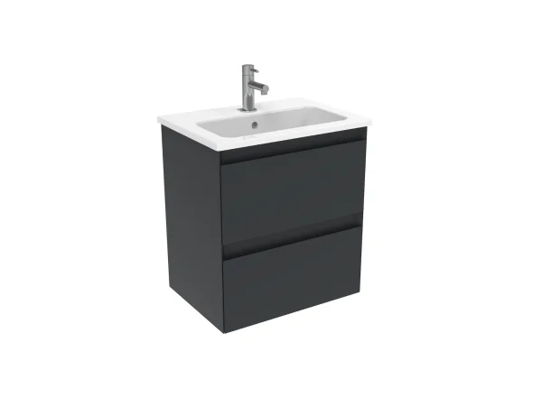 Saneux Uni 50cm 2 Drawer Wall Mounted Unit - Matte Anthracite