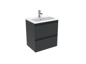 Saneux Uni 50cm 2 Drawer Wall Mounted Unit - Matte Anthracite