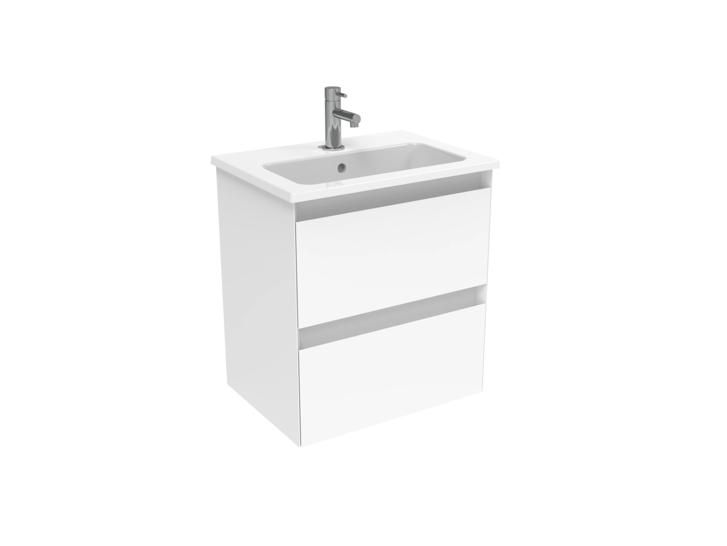 Saneux Uni 50cm 2 Drawer Wall Mounted Unit - Matte White