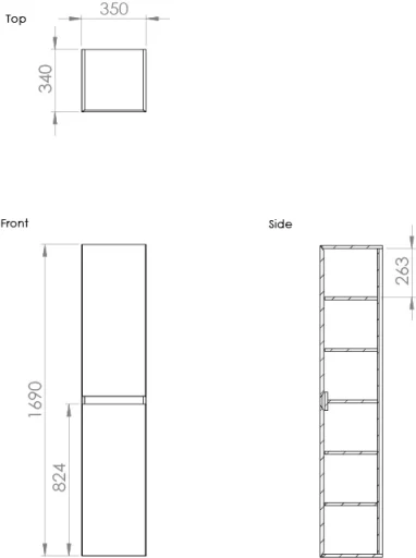 Saneux Uni 35x170cm Side Unit - Matte White detail view - Image 2