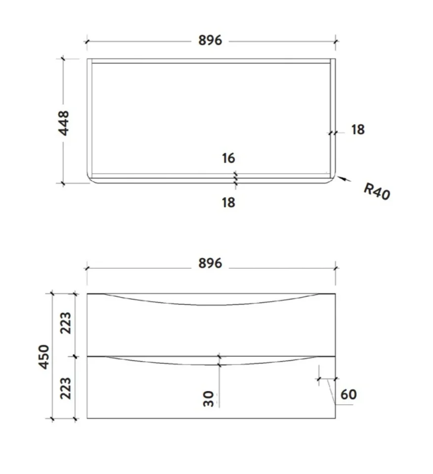 Scudo Bella 900 Wall Cabinet Graphite Grey - Image 2
