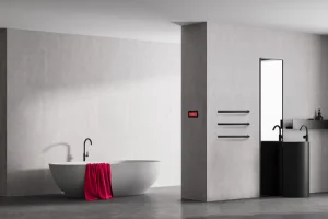 Thermosphere 12v Vertical Heated Towel Bar Pill Shape 900mm Polished Stainless