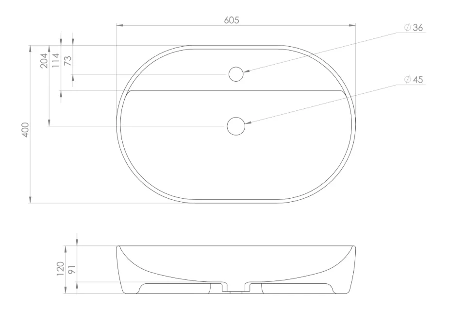 Saneux Sienna 61x40cm Lozenge Countertop Washbasin 1 Tap Hole detail view - Image 2