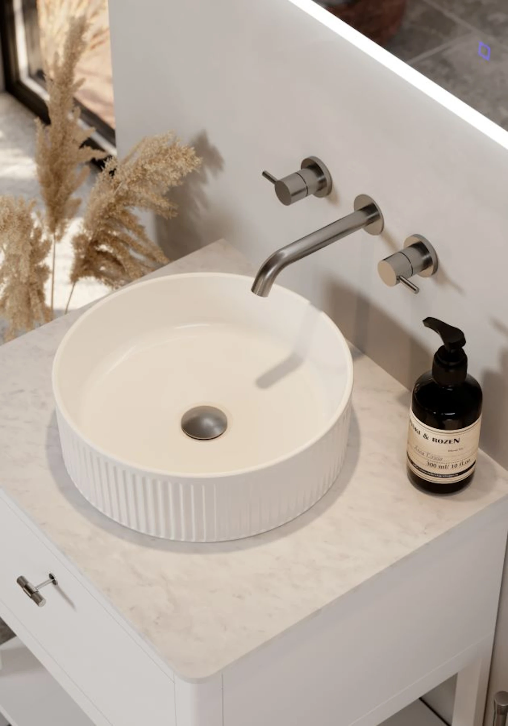 Saneux Sienna 37cm Round Fluted Countertop Washbasin