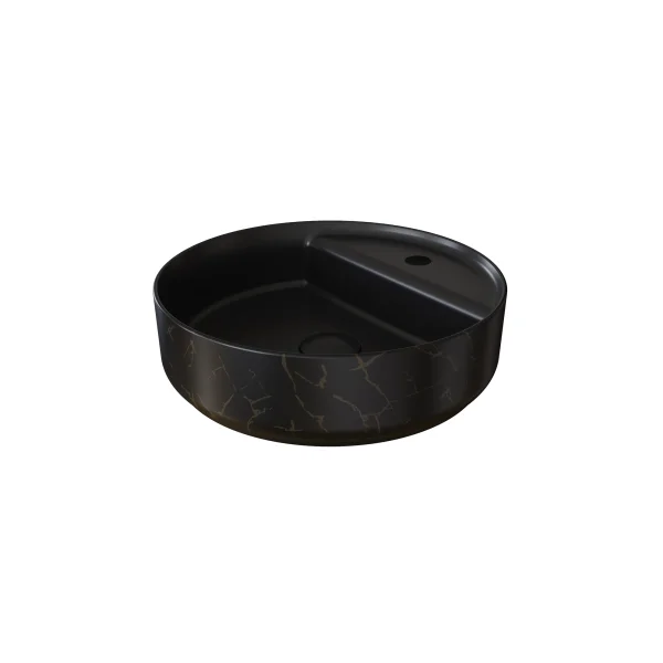 Saneux Oxford 42cm Countertop Basin 1 Tap Hole - Matte Black With Bronze Vein