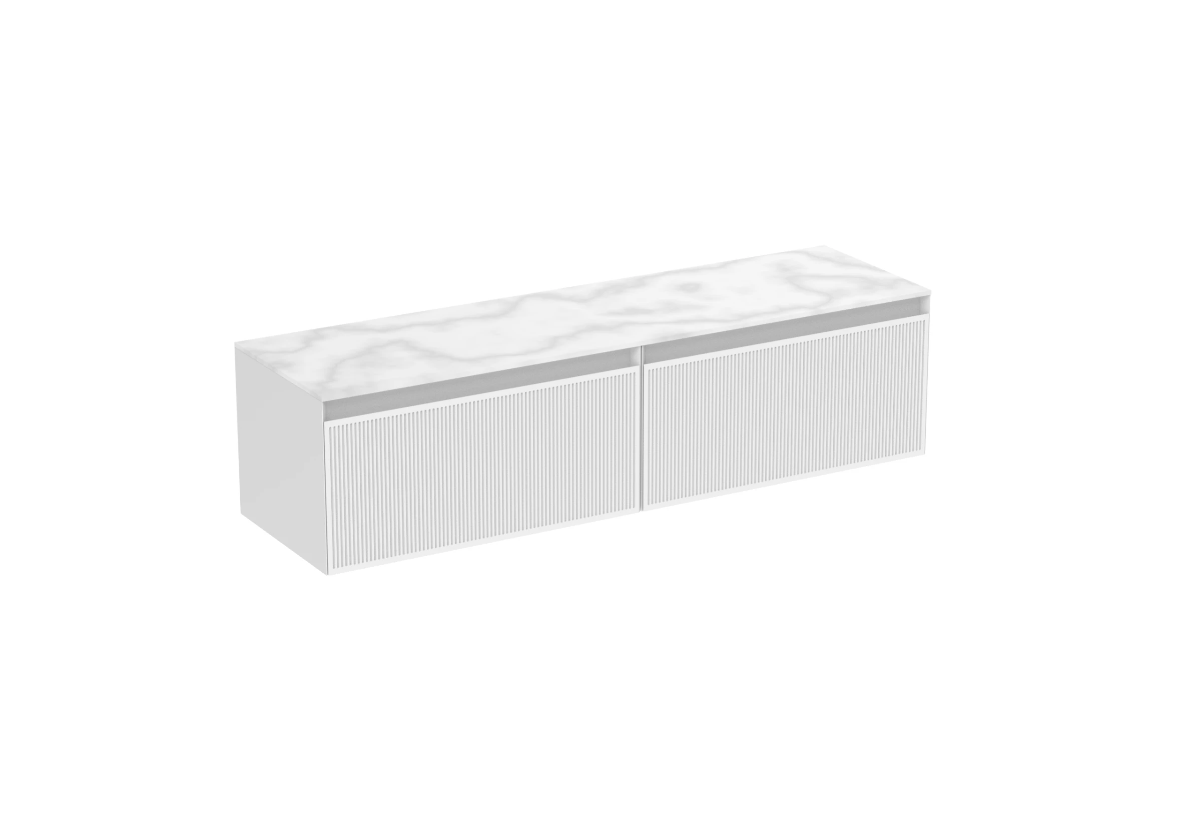 Saneux Monument 160cm Kit - 2 X 80cm 1 Drawer Wall Mounted Unit & 160cm Countertop - Matte White