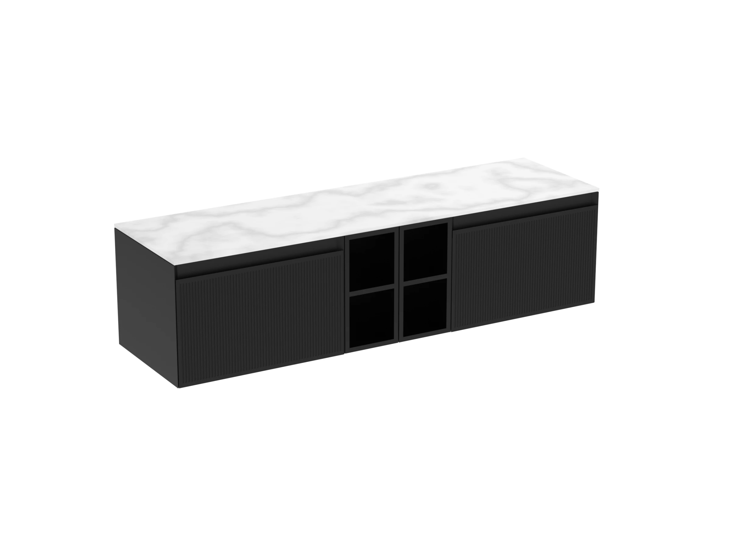 Saneux Monument 160cm Kit - 2 X 60cm 1 Drawer Wall Mounted Unit, 2 X 20cm Spacers & 160cm Countertop - Matte Black