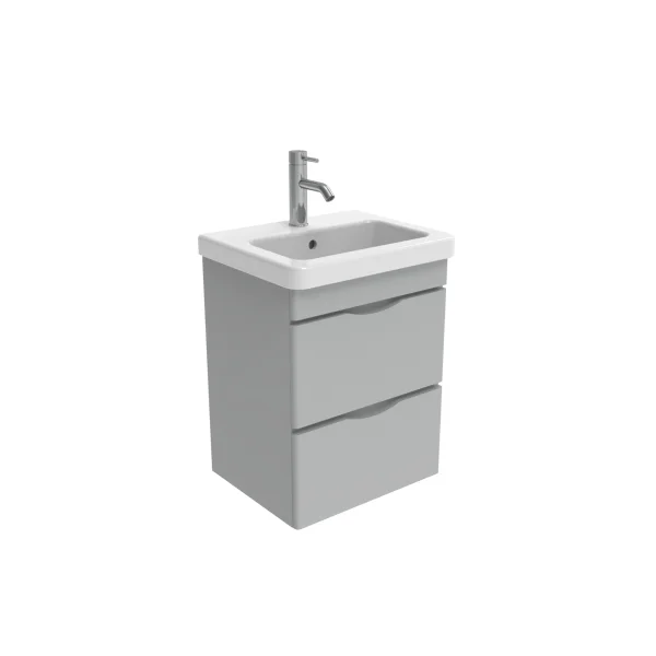 Saneux Indigo 50cm 2 Drawer Wall Mounted Unit - Dove Grey