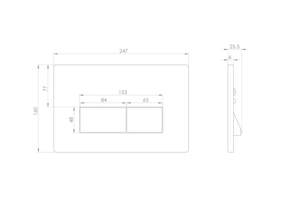 Saneux Flushe 2.0 Square Flush Plate Kit - Brushed Nickel detail view - Image 2