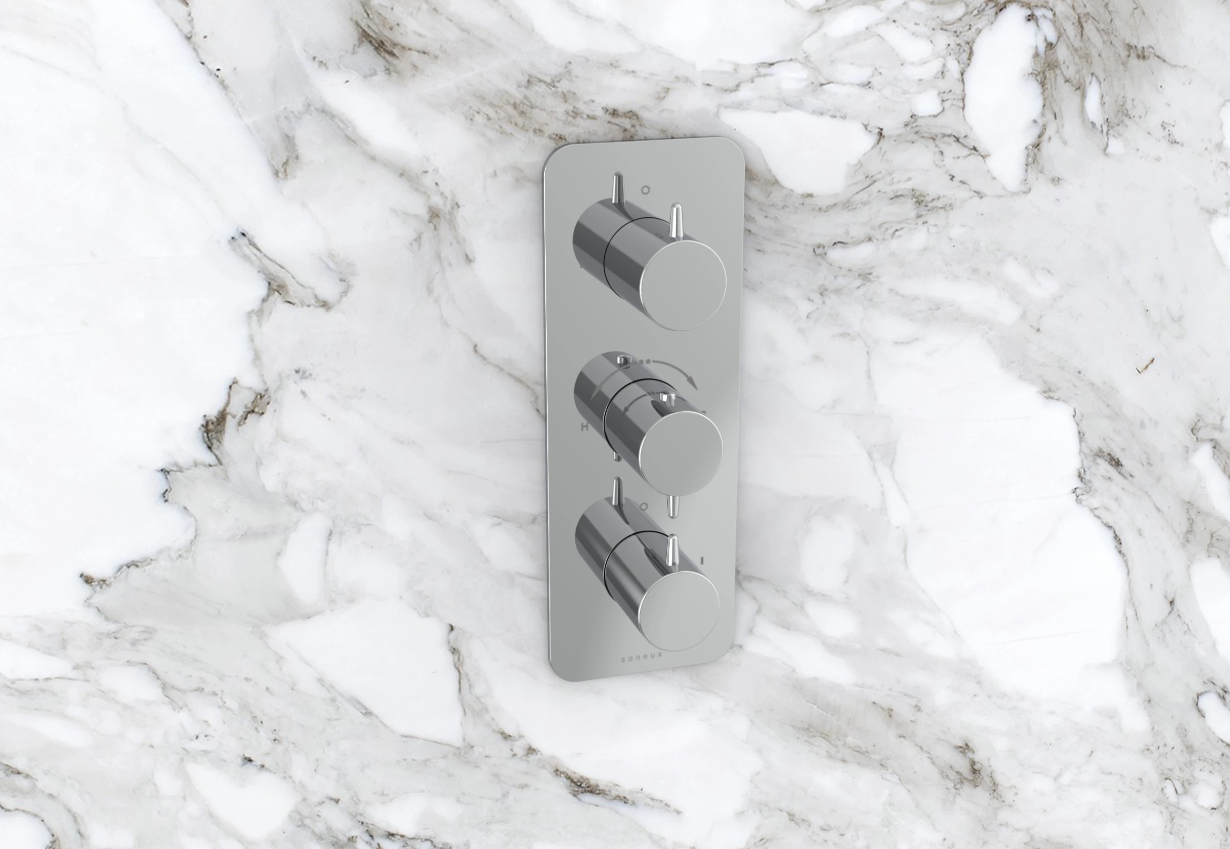 Saneux Eden 3 Way Thermostatic Shower Valve Kit In Portrait - Chrome