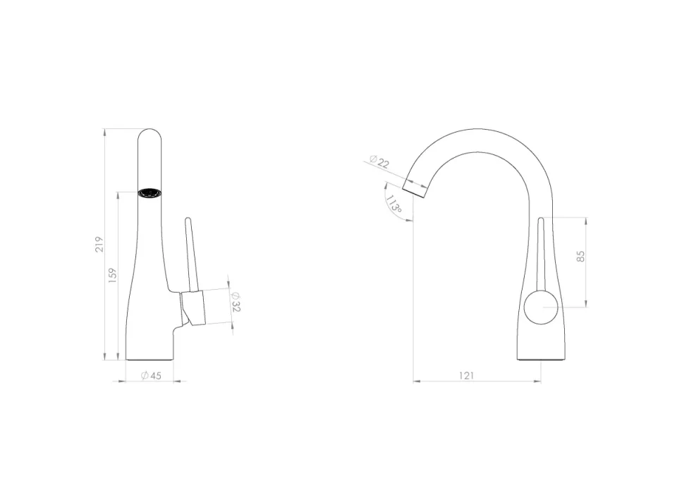 Saneux Eden Basin Mixer - Satin Black detail view - Image 2