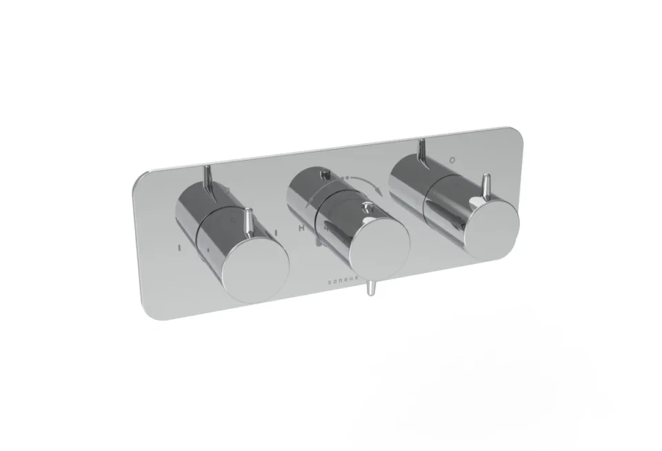 Saneux Eden 3 Way Thermostatic Shower Valve Kit In Landscape - Chrome detail view - Image 3